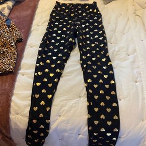 DYI black leggings gold hearts